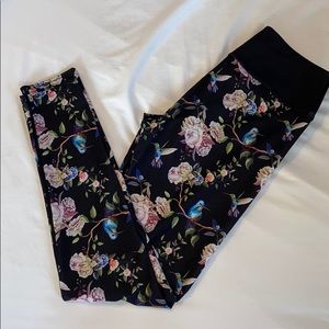 Military Hippie bird and flower leggings